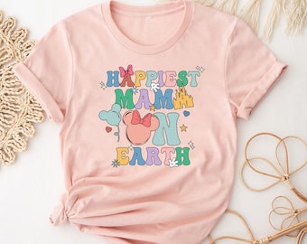 Maglietta Disney Mothers, Maglietta Happiest Mom On Earth, Maglietta Disneyworld Mom, Regalo Disney per la mamma, Maglietta Disneyland Mama, Palloncini orecchie di Topolino per la mamma