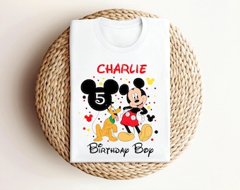 Camiseta de cumpleaños de Mickey personalizada, camiseta familiar de cumpleaños, camiseta de cumpleañero, camiseta de fiesta de cumpleaños, camiseta de cumpleaños personalizada de Disney