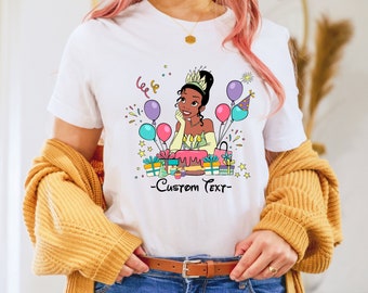 Princess Tiana Birthday Shirt, Custom Party Girl Tee, Disney Princess Birthday Party Shirt, Custom Birthday Shirt