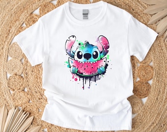 Maglietta Disney Stitch Anguria, Maglietta Stitch Carino, Maglietta Stitch Ohana, Maglietta estiva Stitch, Maglietta Disney Stitch per Bambini, Maglietta Disneyland Stitch