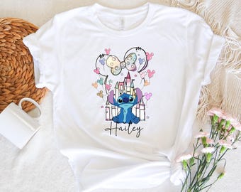 Maglietta personalizzata Stitch, Maglietta Lilo e Stitch, Maglietta personalizzata Disney, Maglietta Ohana, Maglietta con orecchie di Topolino Stitch, Maglietta viaggio in famiglia Disney, Fiocco di Minnie
