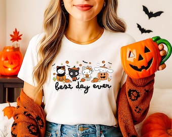 Camiseta de Halloween de Hello Cat: Diseño de calabaza de gato fantasma