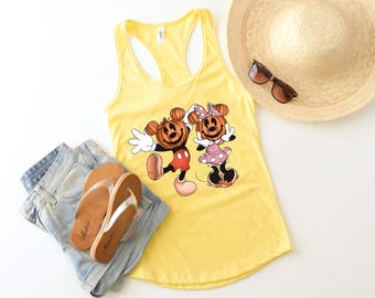 Mickey And Minnie Pumpkin Shirt, Disney Halloween Tank Top, Cute Halloween Tank, Not So Scary Halloween Top, Magic Kingdom Holiday Tank Top