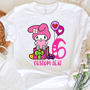 Hello Cat Birthday Shirt, Melody Cat Shirt, Custom Kitty Shirt, Birthday Girl Party Shirt, Personalized Birthday Girl Shirt, Kawaii Shirt