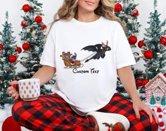 Toothless And Stitch Christmas Shirt, How To Train Your Dragon Shirt, Custom Disney Christmas Shirt, Magic Kingdom Dragon Shirt, Xmas Gift