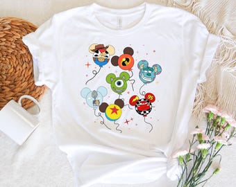 Chemise ballons Toy Story oreilles de Mickey, chemise Toy Story Disney, chemise ballon oreilles de Mickey, shérif Woody, Jessie, Buzz l'Éclair, chien mince