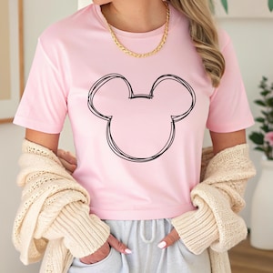 Mickey Skizze Shirt, Minnie Skizze Shirt, einfache Unisex Disney Shirt, Disney Crew Shirts, Disney Familien Urlaub Shirt, Disney passende T-Shirts