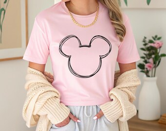 Camiseta com desenho do Mickey, camiseta com desenho da Minnie, camiseta simples unissex da Disney, camisetas da equipe da Disney, camiseta das férias da família Disney, camisetas combinando da Disney