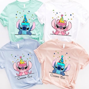 Stitch And Angel Birthday Shirt, Matching Birthday Party Shirt, Customize Birthday Shirt, Kids Birthday Tee, Disney Birthday Family Shirts