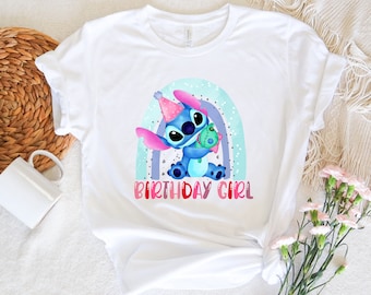 Stitch Birthday Shirt, Birthday Party Girl, Custom Stitch Birthday Shirt, Lilo and Stitch Shirt, Kids Birthday Tee, Birthday Family Tee