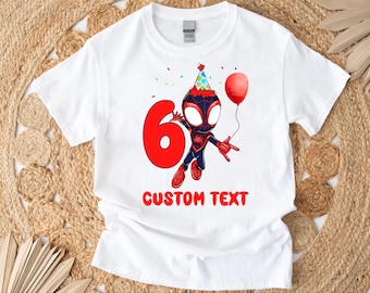 Camiseta de cumpleaños de Miles Morales: camiseta personalizada de Spidey y sus amigos