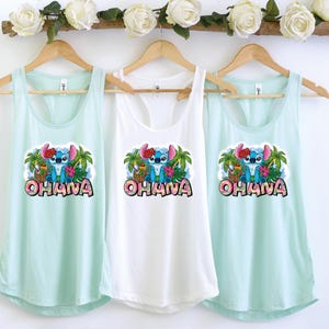 Disney Stitch Tank Top, Ohana Tank Top, Lilo And Stitch Tank Top, Disneyland Stitch Tank, Hawaiian Stitch Tank Top, Girls Stitch Tank Top