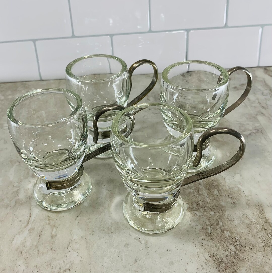 4 Espresso Cupsdemitasse Glass Cups Clear Glass Thermal Cups Etsy