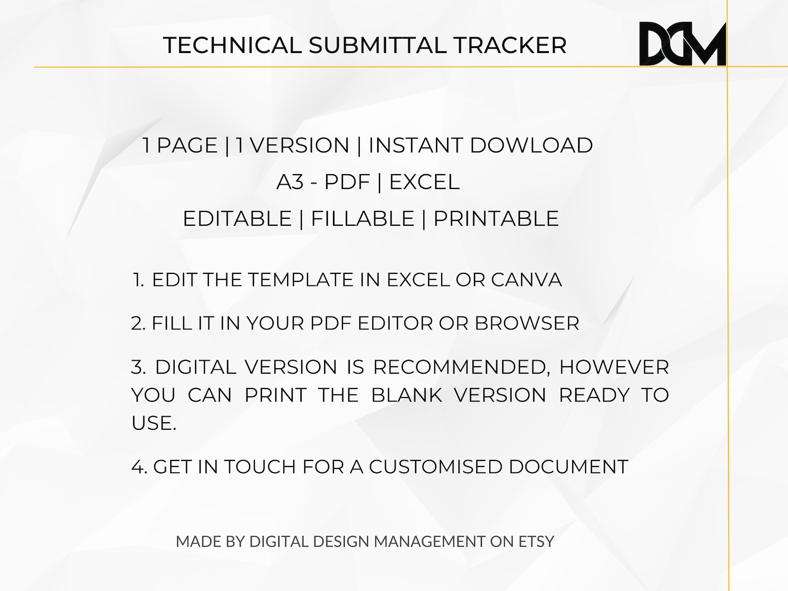 DM - Technical Submittal Tracker - Etsy