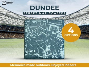 Dundee Football Stadium Map Coaster – Dens Park Street Art, Scottish Premiership