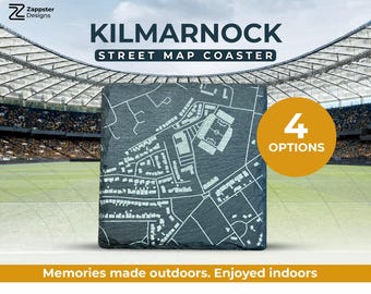 Rugby Park Map Coaster – Kilmarnock Football Stadium, Scottish Premiership