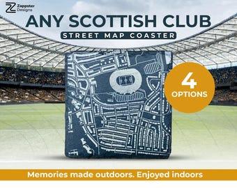 Scottish Football Stadium Slate Coaster - Personalised Street Map