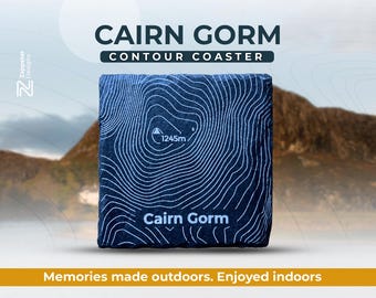 Cairn Gorm Slate Coaster – Scotland Munro Gift, Personalised Climbing Date