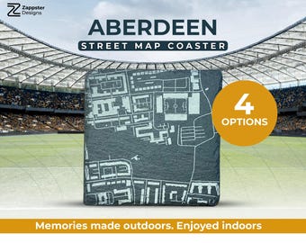 Pittodrie Stadium Map Coaster – Aberdeen Football, Scottish Premiership