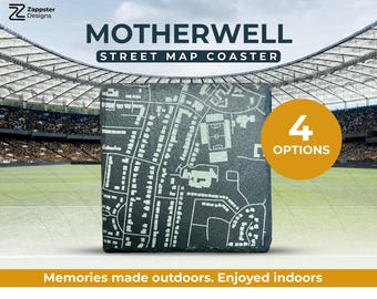 Fir Park Street Map Coaster – Motherwell Football Stadium, Scottish Premiership