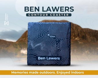 Ben Lawers Slate Coaster – Scottish Munro Topo Map, Personalised