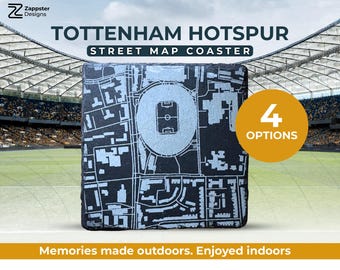 Tottenham Hotspur Football stadium street map with Framing Option - personalised options available - English Football