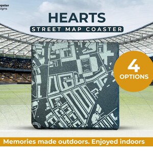 Football stadium street map of Tyncastle with Framing Option- the home of Hearts - personalised options available - Scottish Premiership