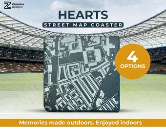 Tyncastle Stadium Map Coaster – Hearts Football Club, Scottish Premiership