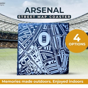 Arsenal Football stadium street map with Framing Option - personalised options available - English Football