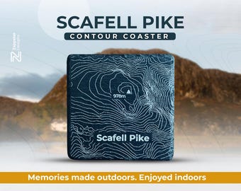 Scafell Pike Slate Coaster – Personalised Climbing Date, Lake District Gift