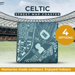 Plan des rues du stade de football du Celtic Park avec option de cadrage - le berceau du Celtic - options personnalisées disponibles - Scottish Premiership