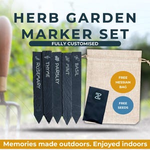 Custom Slate Herb Garden Markers - Rustic Plant Labels, Gift Set