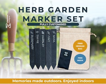 Custom Slate Herb Garden Markers - Rustic Plant Labels, Gift Set
