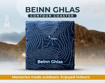 Beinn Ghlas Slate Coaster – Scottish Munro Climbing Gift