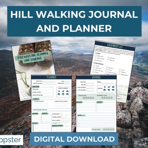 Hill Walking Journal and Planner: ideal para capturar tus recuerdos de caminatas. **Descarga digital** ¡Excelente para los caminantes de Munro!