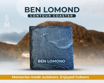 Ben Lomond Slate Coaster – Scottish Munro Topographic Map, Personalised Gift