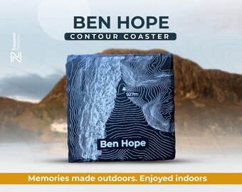 Ben Hope Slate Coaster – Scottish Munro, Personalised Climbing Gift