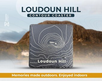 Loudoun Hill Slate Coaster – Scotland Hillwalking Gift, Personalised Option