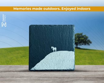 Horse Silhouette Slate Coaster, Rustic Equestrian Decor