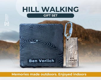 Personalised Munro Bagger Gift Set - Custom Topography Slate Coaster & Whisky Oak Keyring