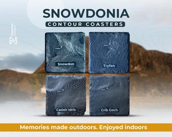 Personalised Snowdonia Coaster Set – Set of 4, Snowdon Tryfan Cadair Idris Crib Goch