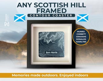 Custom Framed Scottish Hill Slate Coaster - Personalised Climbing Gift