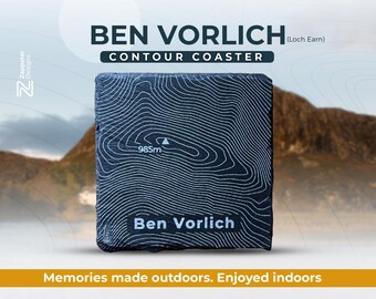Ben Vorlich Slate Coaster – Scottish Munro Topographic Design, Personalised