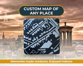 Personalised Street Map Slate Coaster – Any Location in the World, Custom Map Gift, Home Address