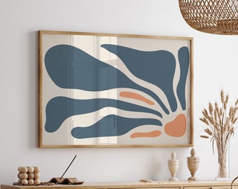 Horizontal Matisse Print, Blue Minimalist Abstract Print, Horizontal Print, Henri Matisse Wall Art, Digital Download Wall Art