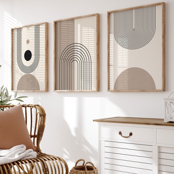 Mid Century Modern Art Set of 3 Etsy