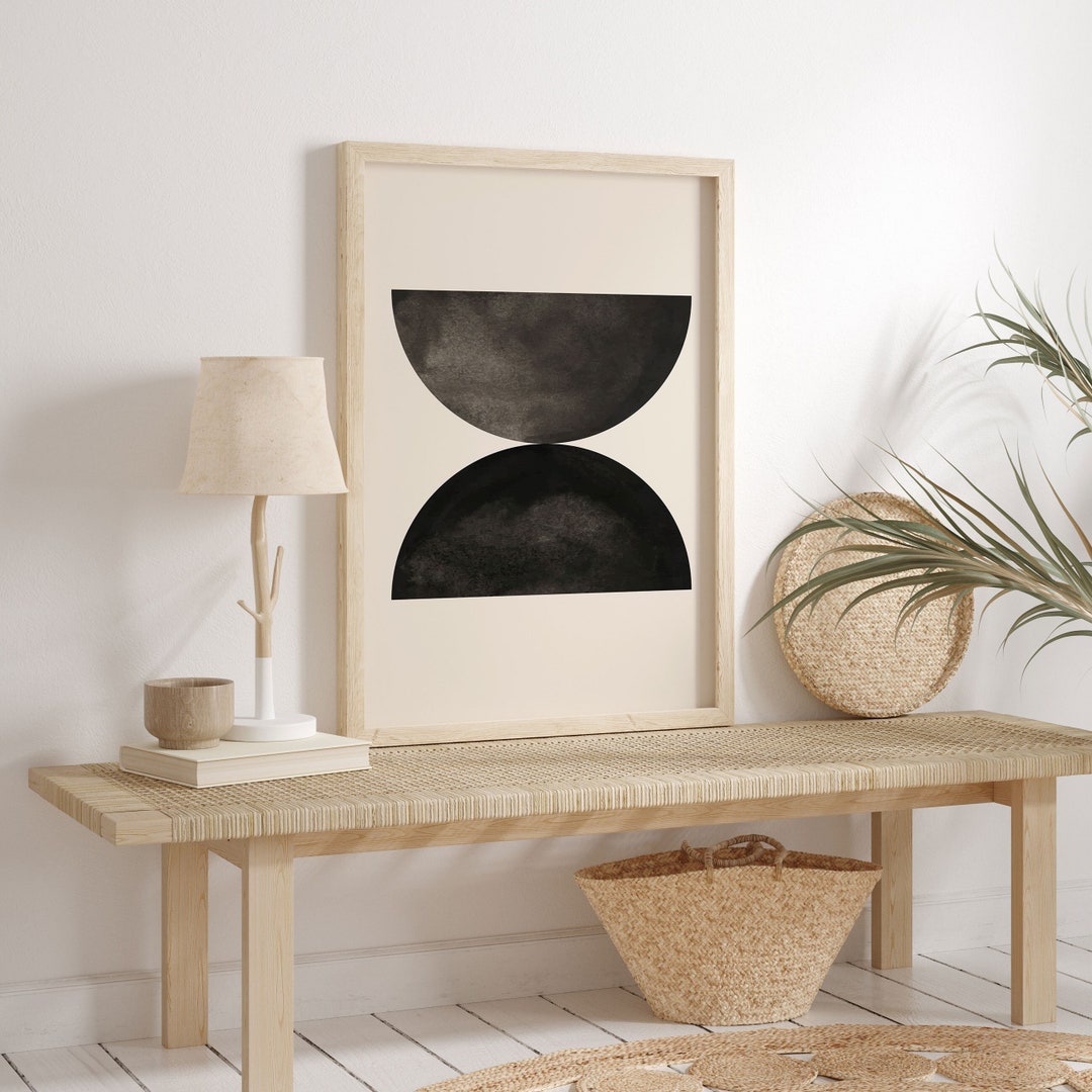 Black Printable Abstract Wall Art Print Semicircle Black Wall - Etsy