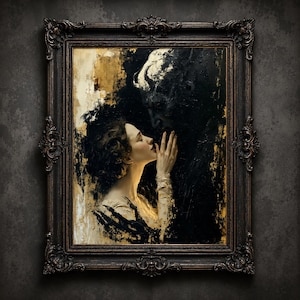 Affiche La Belle et la Bête Sombre, Art Gothique Romantique, Décoration Dark Academia, Poster Fantasy, Impression Murale