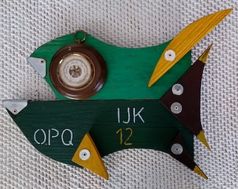 Decorative Wooden Fish Sculpture Gift For Fish Lovers – Recycled Metal And Plastic Home Decor