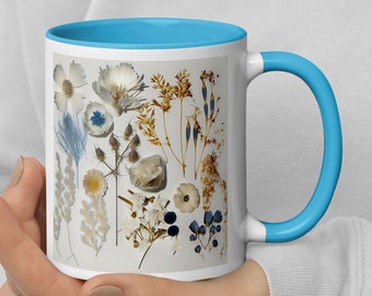 Pressed Wildflower Mug, Botanical Coffee Lover Gift